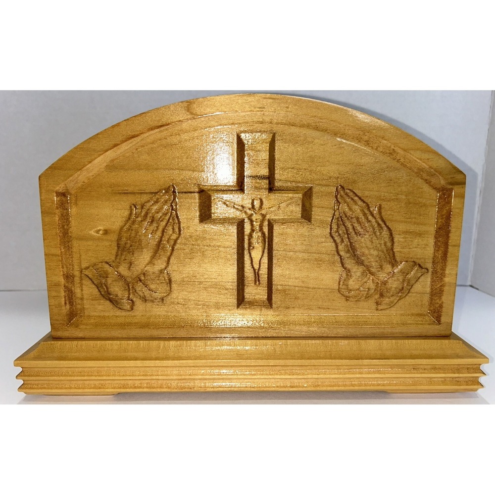 Clock Religious Cross‎ Mantle Quartz Movement Works Handmade Engraved EUC